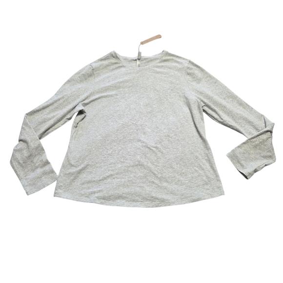 Skims Cotton Jersey LONG SLEEVE T SHIRT Top Light Heather Grey 3X NWT - Picture 1 of 4